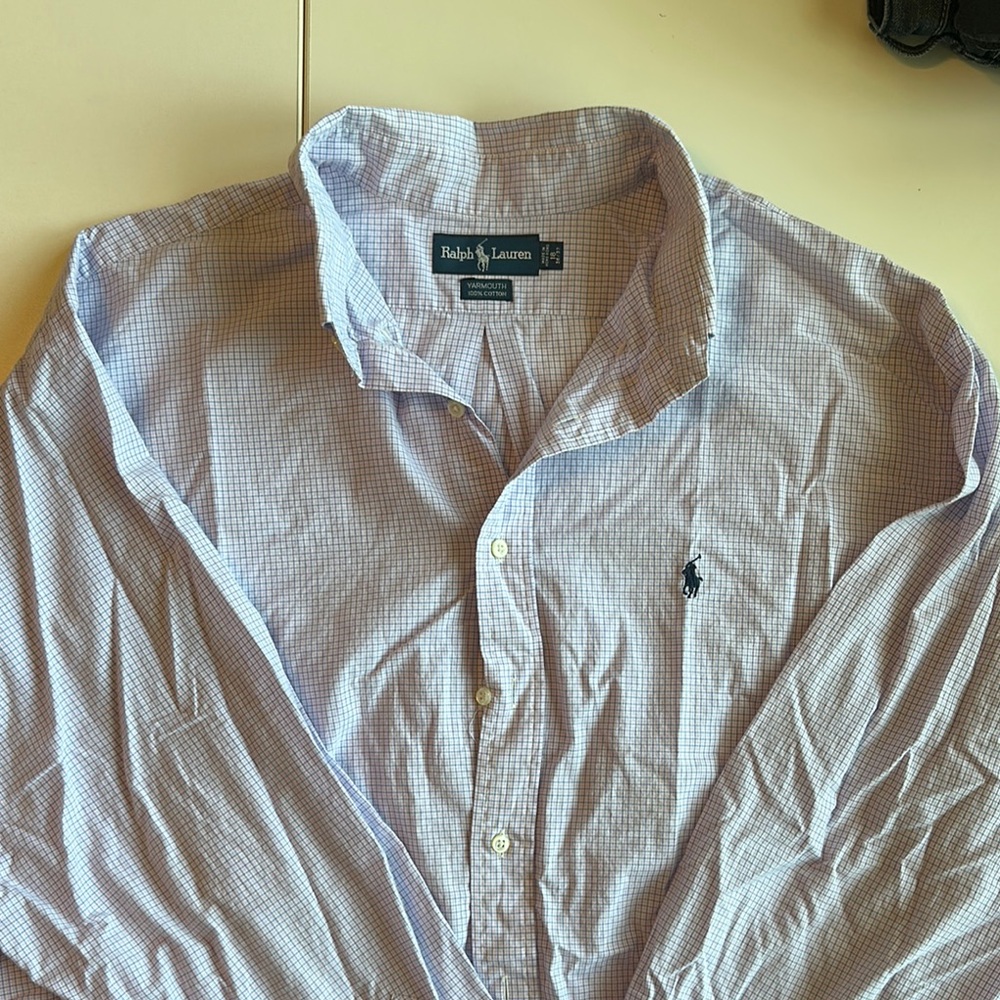 Ralph Lauren Yarmouth LS 18 36/37 Blue Casual Button Down Shirt